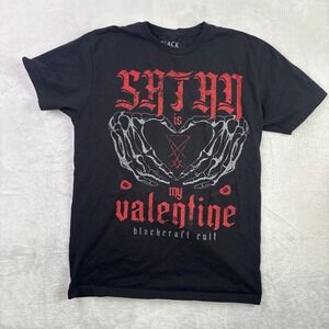 Black Craft Satan is my Valentine Black Short Sleeve Graphic Shirt Men's Medium